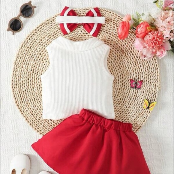 9-12 months baby Girl Red Cheer outfit. - Picture 3 of 6